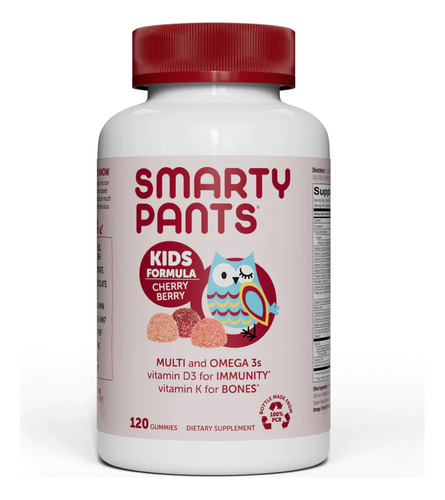 Suplemento em gomas SmartyPants  Kids Formula Multi and Omega 3s Vitamin D3 multivitamínico Multi and Omega 3s Vitamin D3 sabor  cherry berry em pote de 374g 120 un