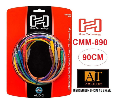 Cabo Patch P2 Mono Dual 90cm Kit 8 Un Hosa Technology Cmm890