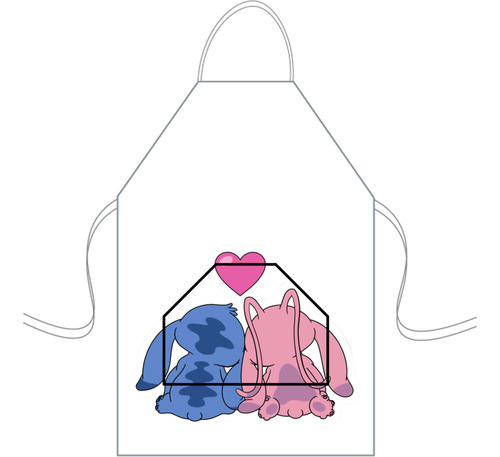 Delantal Cocina Mediano Para Niños Mini Chef Personalizado Stich Y Angel Corazon Personalizado