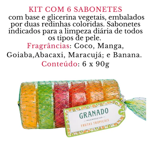 comprar Granado Sabonete Mix Frutas Tropicais 90g Kit - 6 Unidades