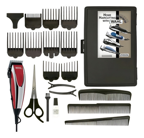 Maquina De Cortar Pelo Wahl Homecut 20 Piezas Estuche Rígido Color Negro/Rojo
