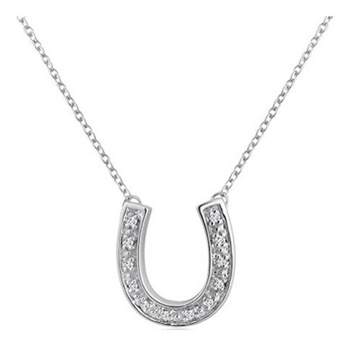 Collar De Plata Esterlina Diamante De Herradura (1 - 10ct 16