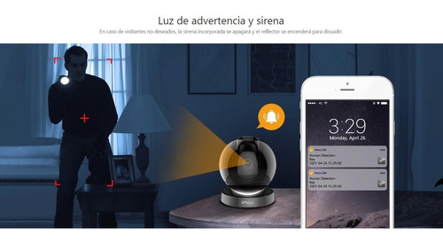 Imagen 6 de 10 de Cámara Ip Imou Pt Rex 4mp 3.6mm Ir10 Wifi Microsd Ai Audio