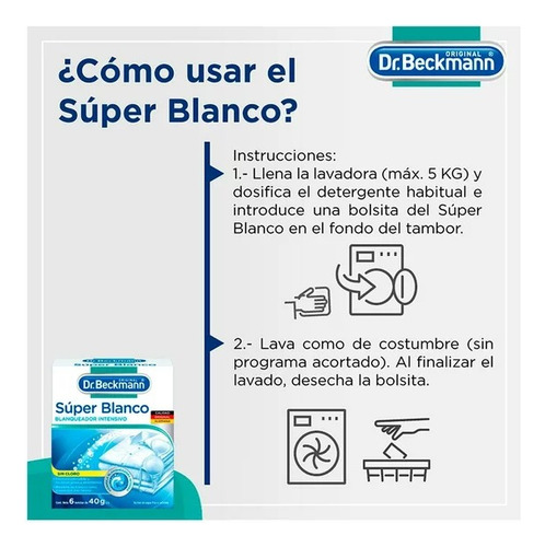 Blanqueador De Ropa Dr. Beckmann Súper Blanco 2 Cajas