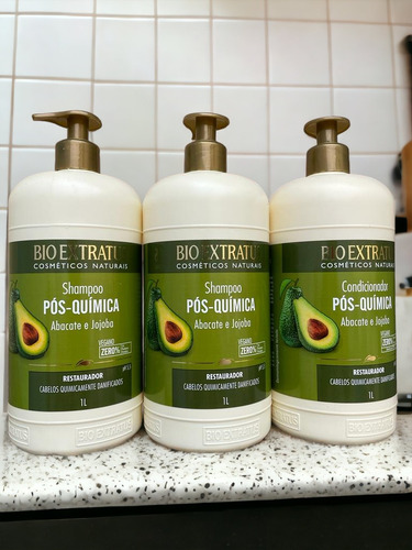 Kit 2 Shampoo 1 Condicionador Pós Quimica 1 L Bio Ext