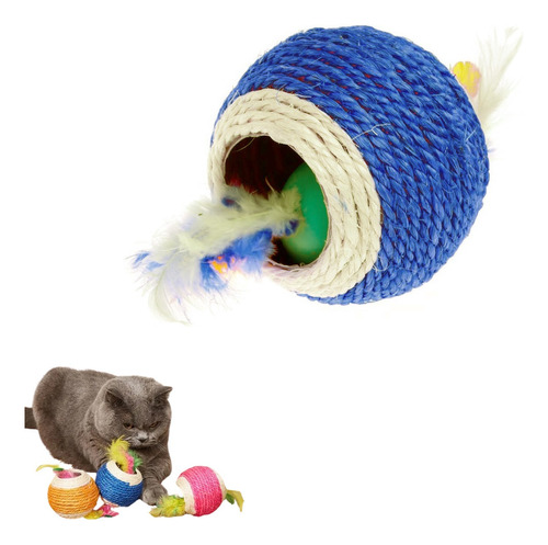 Juguete Para Gatos Pelota Sisal Con Plumas