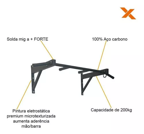 Barra Fixa de Parede Pegada Mistatreino Cross Over Musculação em Casa Cross  Fit