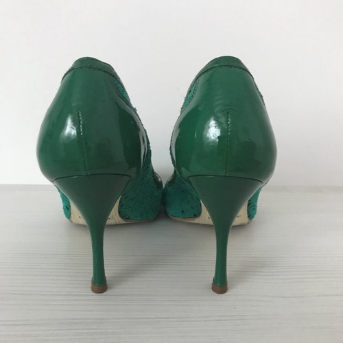 Scarpin Verde Esmeralda Em Couro Acamurçado, Tamanho 34 | Mercado Livre