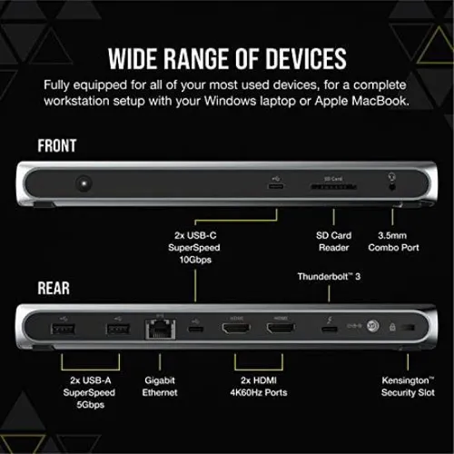 Corsair Tbt100 Thunderbolt 3 Dock: Carga De 85 W, Soporte D