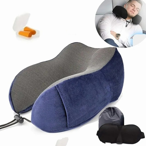 Almohada Viscoelastica Para Viaje De Cuello + Antifaz Regalo