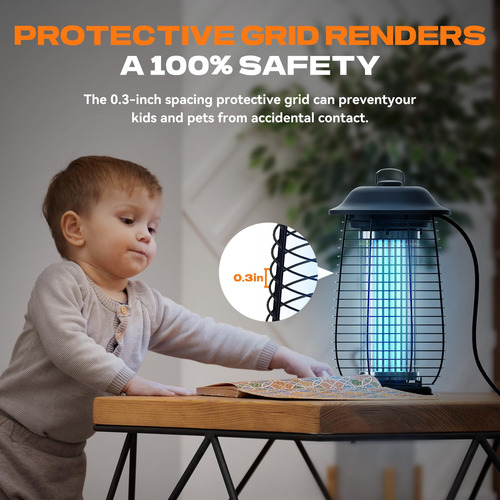 Exterminador Eléctrico De Insectos Para Interiores Y Exterio Negro
