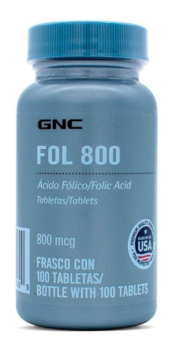 Gnc Fol 800 - Ácido Fólico 800 Mcg