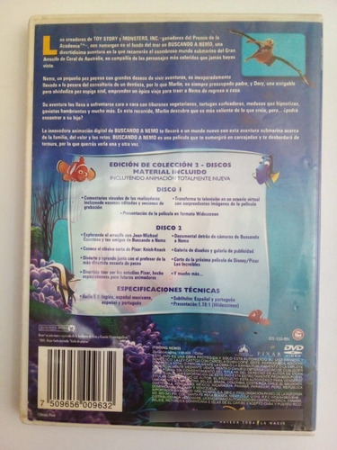 Imagen 2 de 2 de Buscando A Nemo - Pixar Disney - Dvd Doble - U