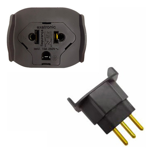 Adaptador De Tomada Universal 2 Pinos +t 10a 127/220V Unitario
