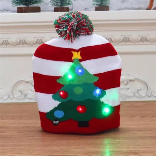 Lote 1 Gorro De Navidad Con Luz Led Regalo Navideño Mayoreo