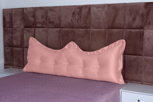 Almofada Encosto Coroa Queen 160 Cm Rosa Lisa