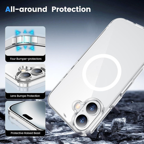 Capa Magnetica Para iPhone 16 Plus Clear Fibra Capacete