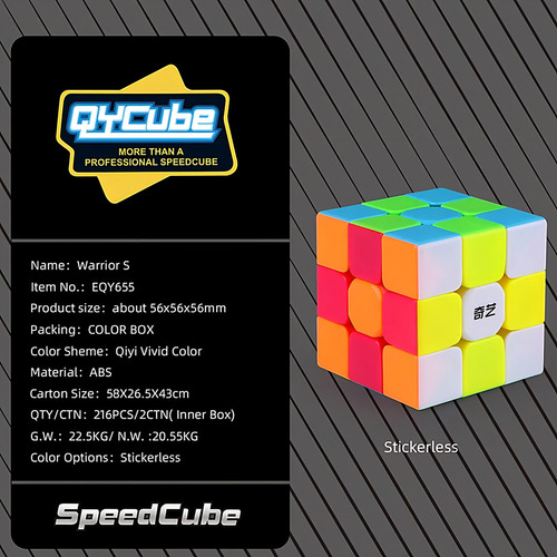 Cubo Mágico Qiyi Warrior W 3x3 Sin Pegatinas Para Velocidad