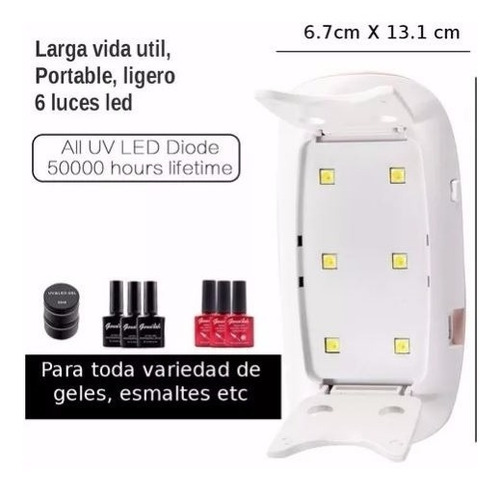Lampara Led Uv Portátil Secadora Gel Manicure Uñas Perfectas