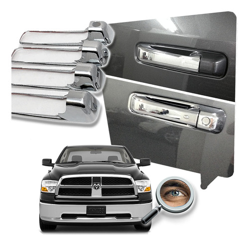 Ram 1500 2014/18 4 Cubre 1/2 Manijas Cromadas Tuningchrome