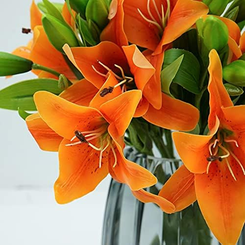 Minyulua 8 Piezas De Flores Artificiales De Lirio Naranja De