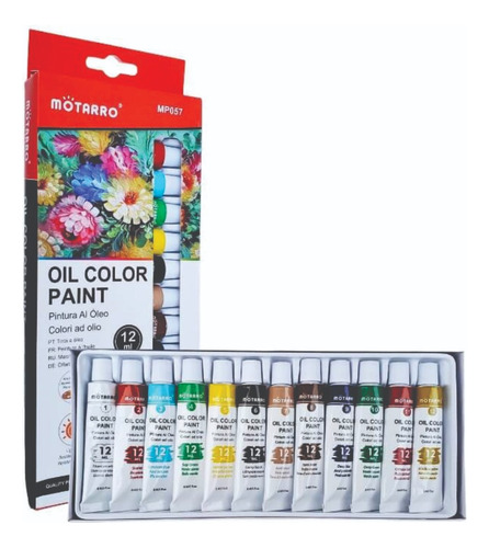 Set De Pinturas En Óleo En Pomo Tubo 12 Colores 12ml 