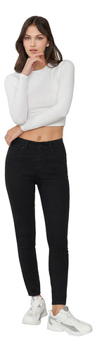 Jeans Mujer Básico Negro Skinny 5 Bolsillos Corona