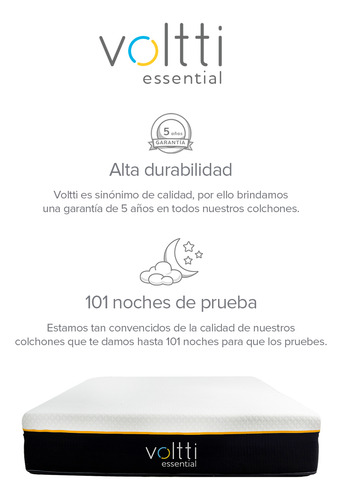 Voltti Colchón Queen Híbrido + Protector Impermeable | 26 Cm Blanco