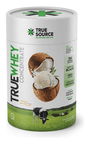 True Whey Concentrate Whey Zero Lactose 900g - True Source Sabor Coconut icecream