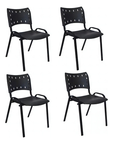 Lorenttistore Cadeira Iso Assento/ Encosto Preto Base Preta - Kit Com 4