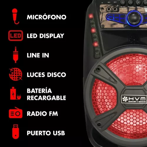 Micrófono Inalambrico Bluetooth Karaoke Luces Led Radio Usb