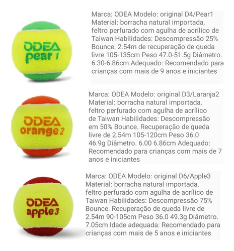 Bola Beach Tênnis Odea ( Estagio 2 ) Orange Pack C/04 Bolas
