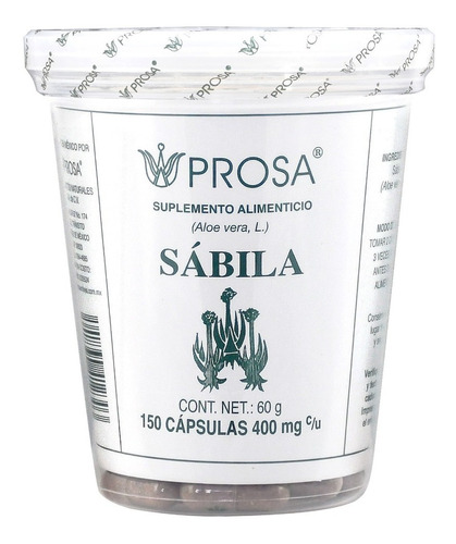 Cápsulas De Sábila Frasco Con 150 Cápsulas De 400 Mg Prosa