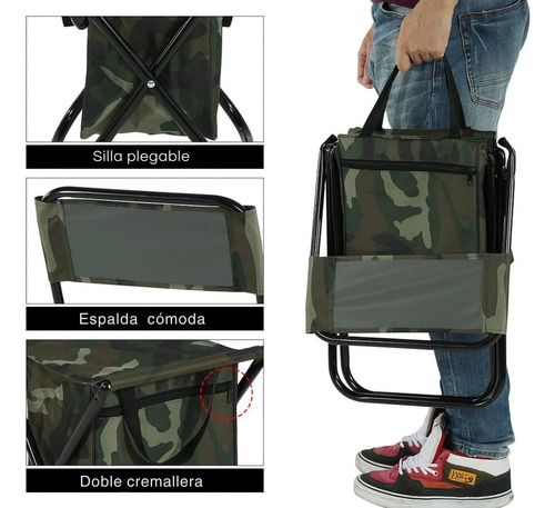 Silla Plegable Con Mochila De Jardin Playa Camping Exterior