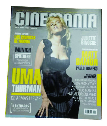 Revista Cinemania Nro 21 Uma Thurman Damon Narnia Binoche