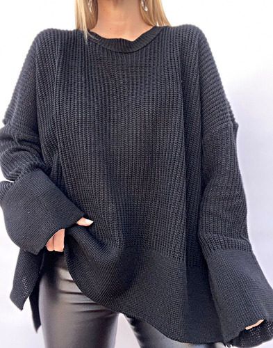 Maxi Sweater Oversize Manga Semi Oxford Talle Especial Mujer