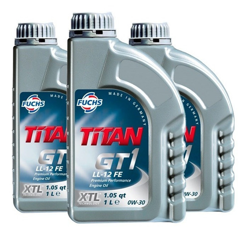 3 Fuchs Titan Gt1 Ll-12 Fe 0w30 1l Sintético