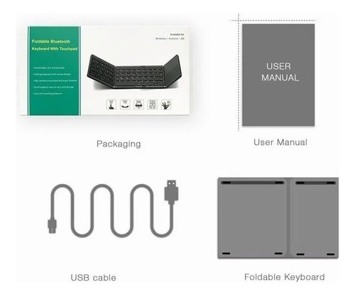 ` .. Teclado Bluetooth Mini Dobrável Ultrafino Com