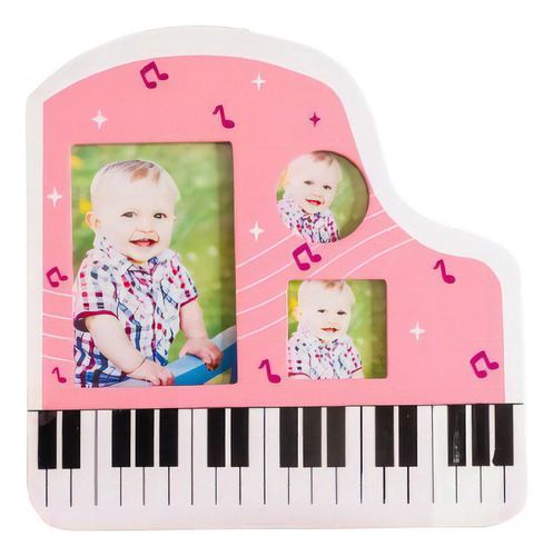 Portarretrato Infantil Piano 3 Fotos 24 X 24 Color Rosa