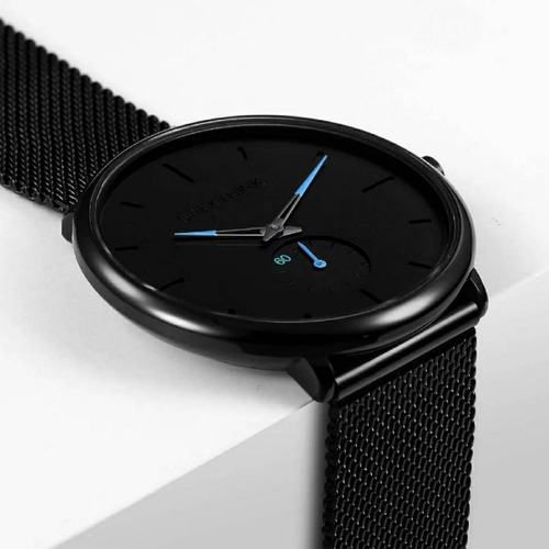 Relógio Masculino Com Pulseira Preta A Prova D'água Crrju