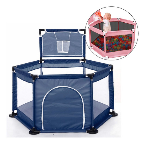  Corral Seguridad Bebe Hexagonal Juego Inf Con Aro De Basket