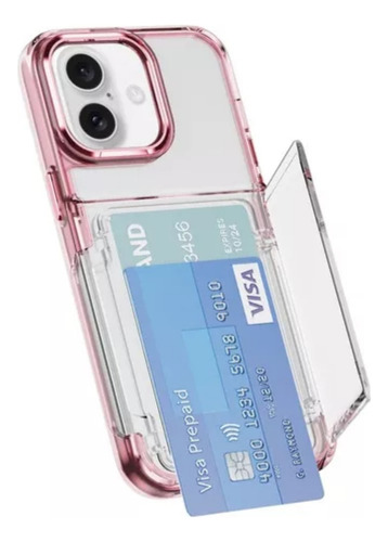 B / Funda Transparente For iPhone Con Tarjetero