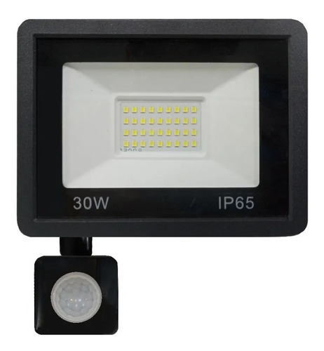 Reflector Led 30w Sensor Movimiento Exterior Ip65 Frio Color de la carcasa Negro Color de la luz Blanco frío