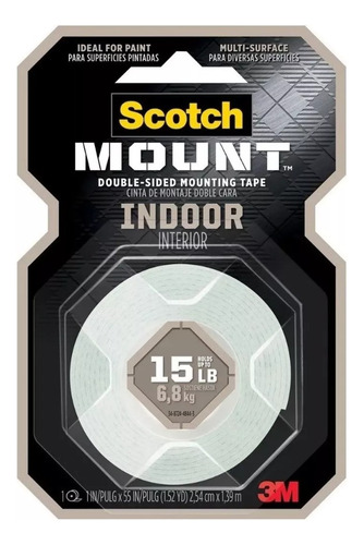 Cinta 3m Scotch Mount Interior Doble Faz 6.8kg 2,54cmx1,39m