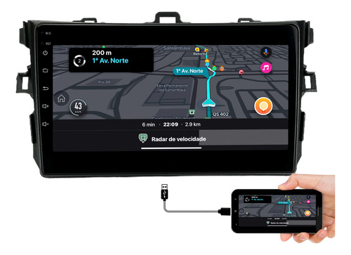 Kit Multimidia 9 Polegadas Mp5 Toyota Corolla 2009 A 2014
