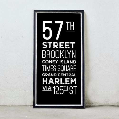 Cuadro Street New York Tipográfico Brooklyn Harlem 60 X 90