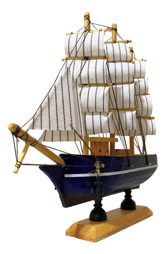 Navio De Madeira A Vela Embarcação Caravelas - 20cm
