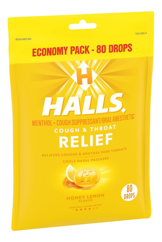 Halls Relief Honey Sabor Miel Con Limon 80 Drops