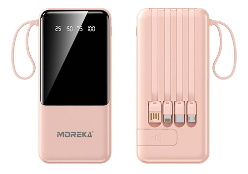 Power Bank 10000mah 37w Batería Portátil 4 Entrada 4 Salida Color Mamey