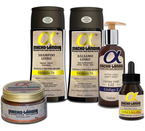 Kit Completo Macho-lândia Cabelo Barba Loiros + Pomada Fix
